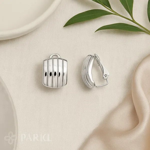925_Sterling_Silver_Striped_Curved_Clip-On_Earrings_For_Women