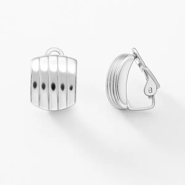 925_Sterling_Silver_Striped_Curved_Clip-On_Earrings_For_Women