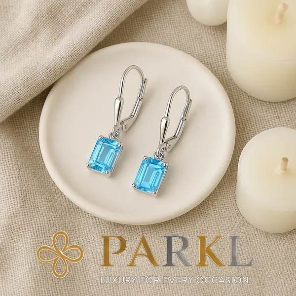 925_Sterling_Silver_Blue_Topaz_Emerald-Cut_Drop_Earrings_For_Women