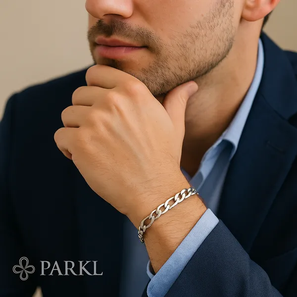 925_Sterling_Silver_Figaro_Bracelet_For_Men