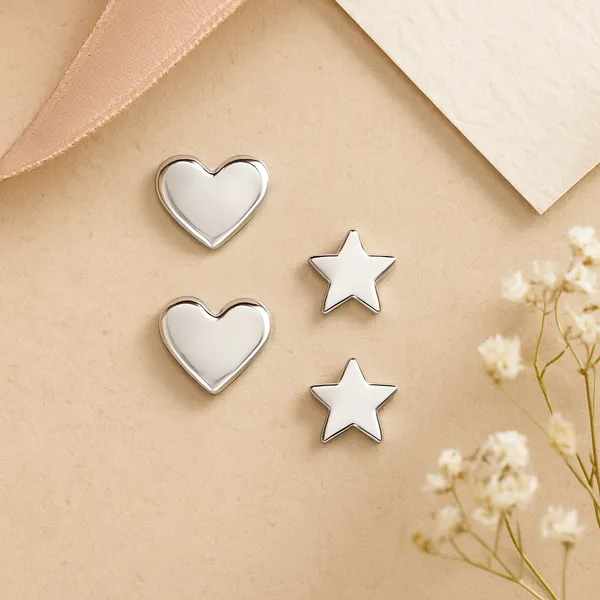 925_Sterling_Silver_Heart_&_Star_Stud_Earrings_Set_For_Women