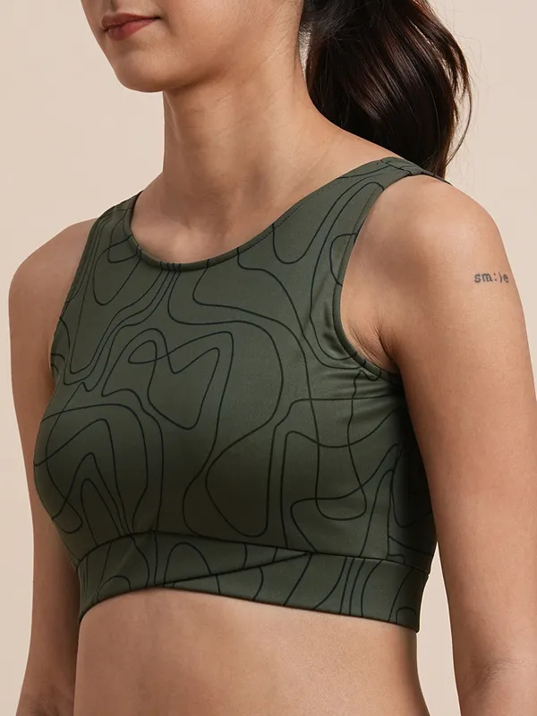 Olive_Polyester_Casual_Sports_Bra_For_Women