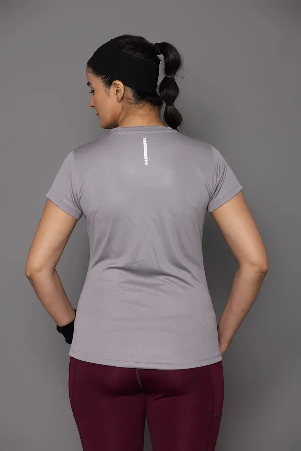 Grey_Polyester_Casual_T-Shirt_For_Women
