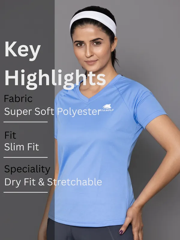 Light_Blue_Polyester_Casual_T-Shirt_For_Women