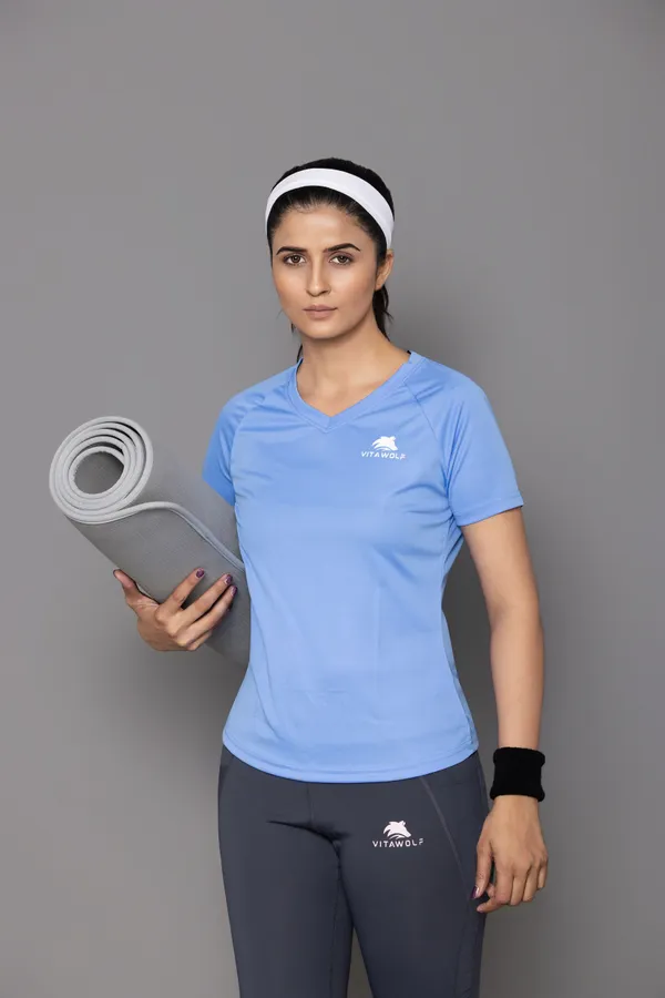 Light_Blue_Polyester_Casual_T-Shirt_For_Women