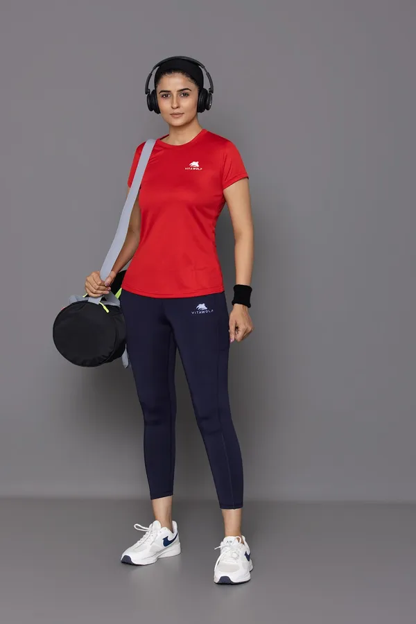 Red_Polyester_Casual_T-Shirt_For_Women