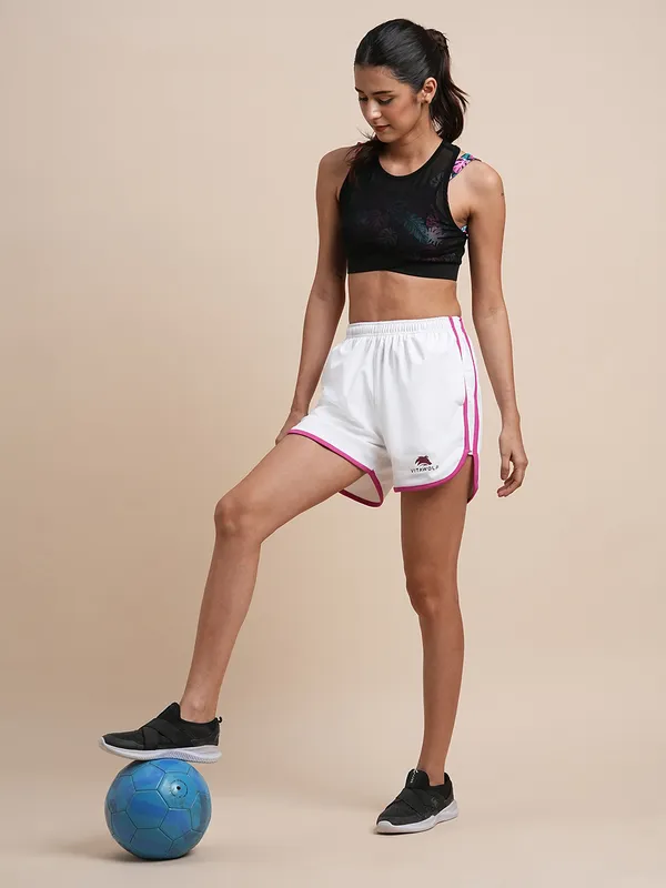 White_Polyester_Casual_Shorts_For_Women