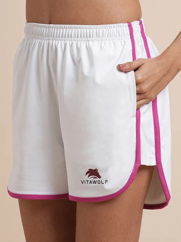 White_Polyester_Casual_Shorts_For_Women