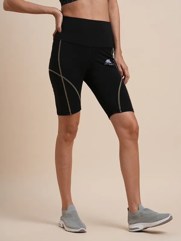 Black_Polyester_Casual_Shorts_For_Women