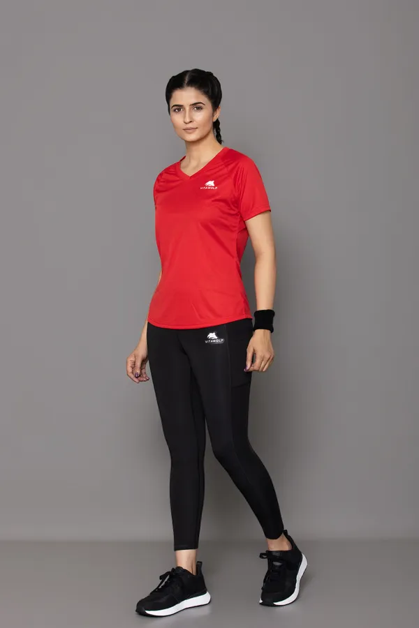 Red_Polyester_Casual_T-Shirt_For_Women