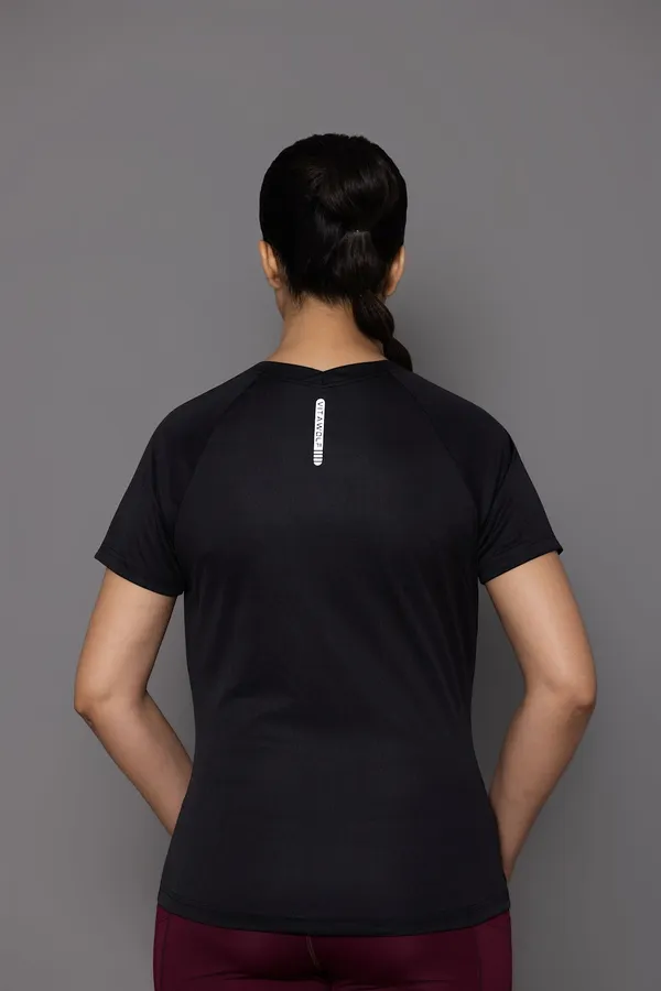 Black_Polyester_Casual_T-Shirt_For_Women