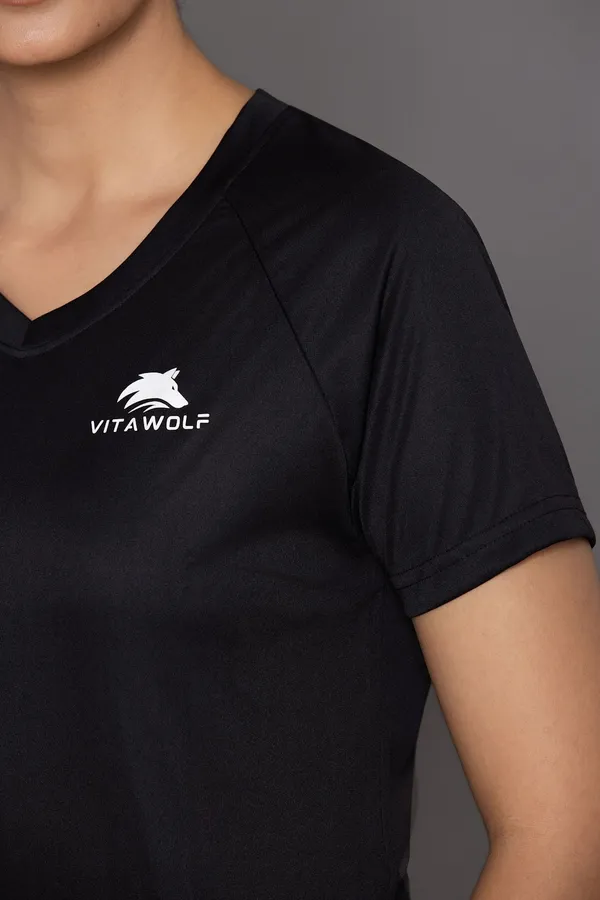 Black_Polyester_Casual_T-Shirt_For_Women