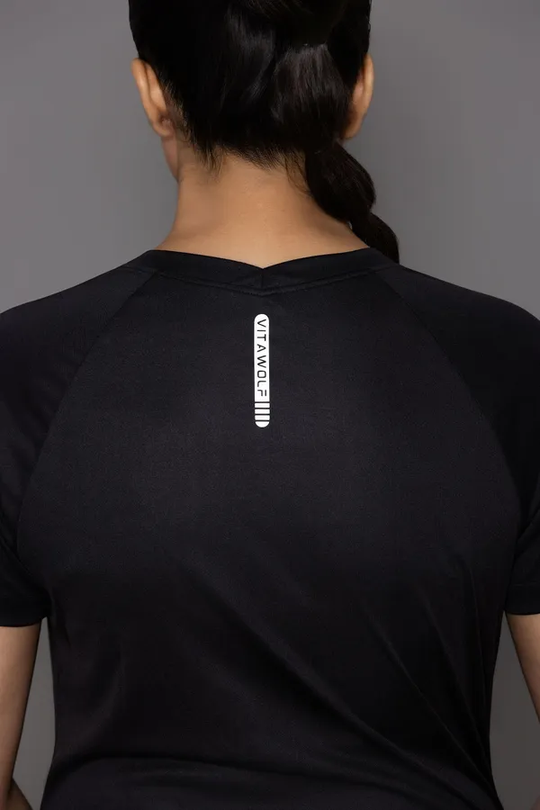 Black_Polyester_Casual_T-Shirt_For_Women
