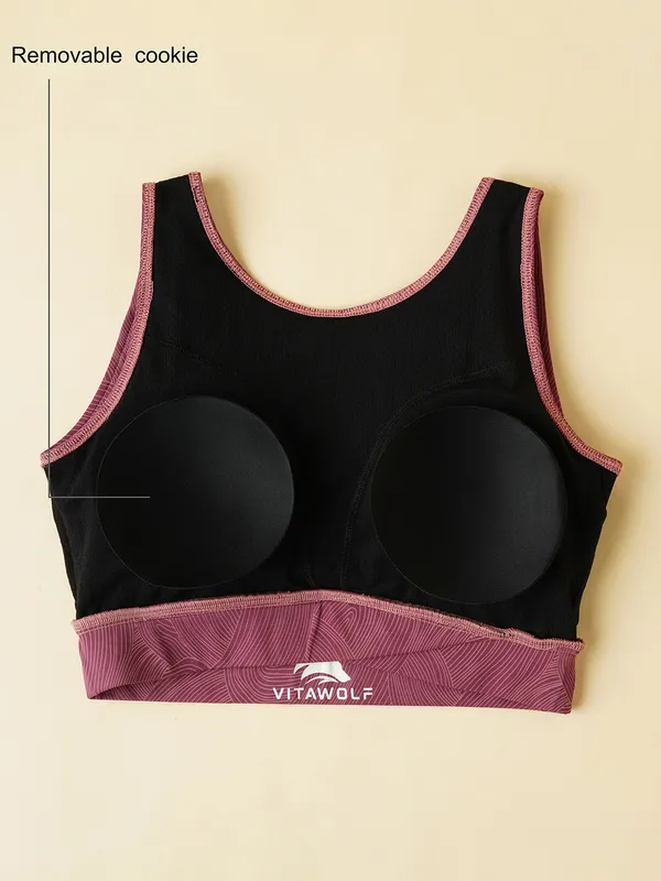 Palevioletred_Polyester_Casual_Sports_Bra_For_Women