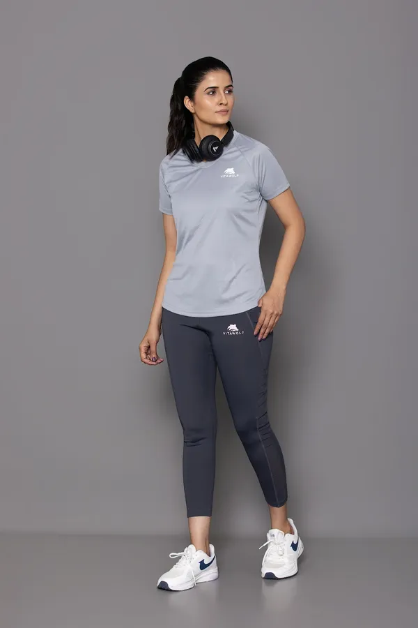 Grey_Polyester_Casual_T-Shirt_For_Women