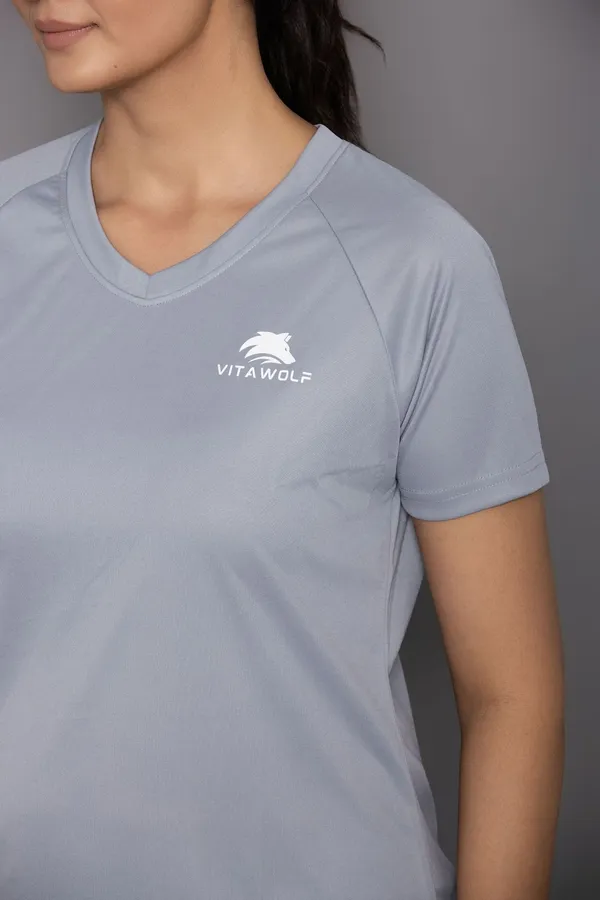 Grey_Polyester_Casual_T-Shirt_For_Women