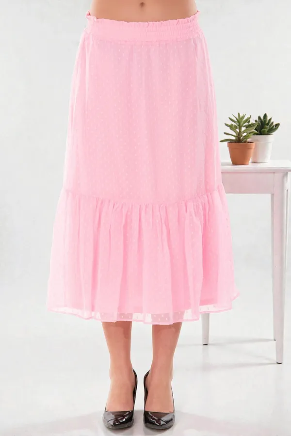 Babypink_Midi_Length_Ruffle_With_Inner_Lining_Skirt_For_Women_&_Girls