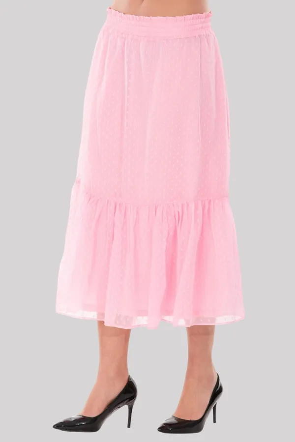 Babypink_Midi_Length_Ruffle_With_Inner_Lining_Skirt_For_Women_&_Girls
