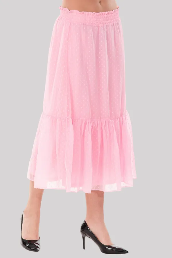 Babypink_Midi_Length_Ruffle_With_Inner_Lining_Skirt_For_Women_&_Girls