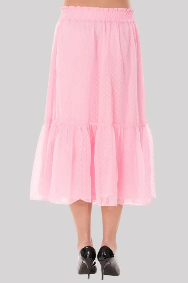 Babypink_Midi_Length_Ruffle_With_Inner_Lining_Skirt_For_Women_&_Girls