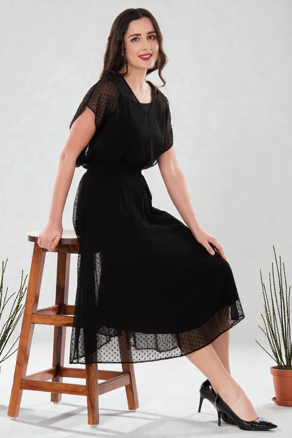 Black_Midi_Length_A-Line_Skirt_For_Women_&_Girls