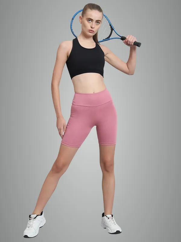 Light_Pink_Bikerbabe_With_Broad_Waistband_Shorts_For_Women_&_Girls