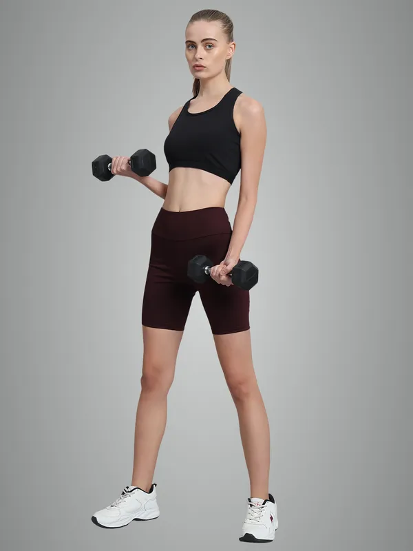 Wine_Bikerbabe_With_Broad_Waistband_Shorts_For_Women_&_Girls