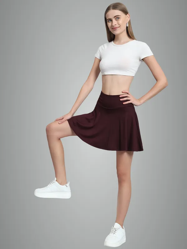 Wine_Mini_Flare_With_Inner_Short_Mini_Skirt_For_Women_&_Girls