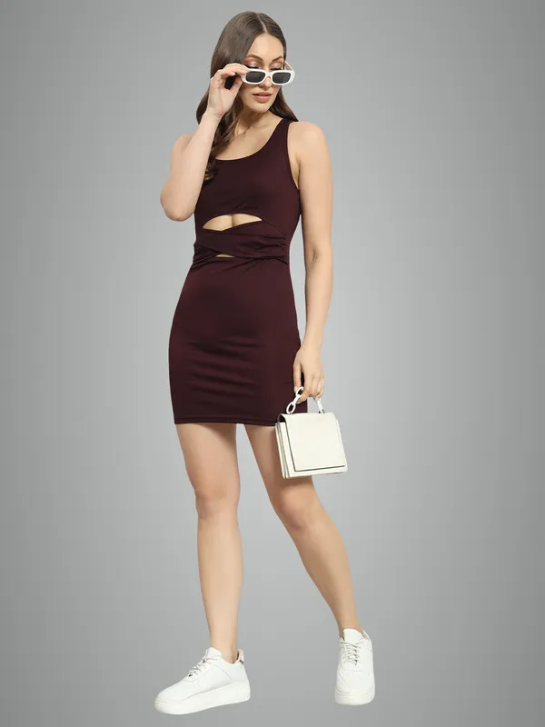 Wine_Cotton_Blend_Solid_Sleeveless_Stretchable_Cut_Out_Bodycon_Dress_For_Women_&_Girls