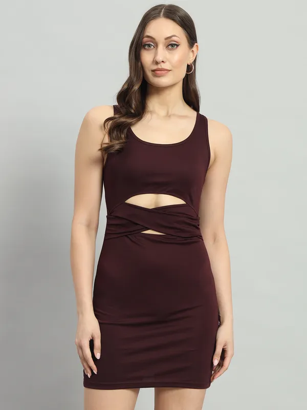 Wine_Cotton_Blend_Solid_Sleeveless_Stretchable_Cut_Out_Bodycon_Dress_For_Women_&_Girls
