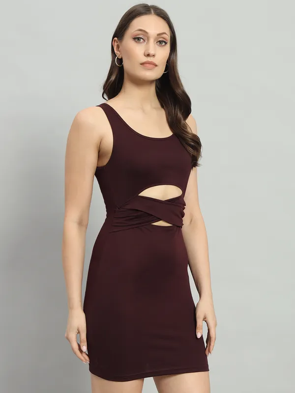 Wine_Cotton_Blend_Solid_Sleeveless_Stretchable_Cut_Out_Bodycon_Dress_For_Women_&_Girls
