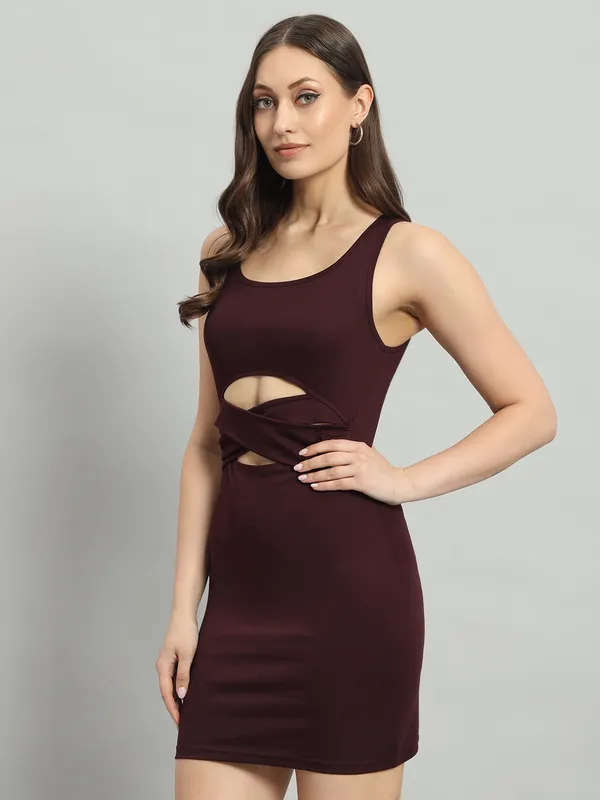 Wine_Cotton_Blend_Solid_Sleeveless_Stretchable_Cut_Out_Bodycon_Dress_For_Women_&_Girls