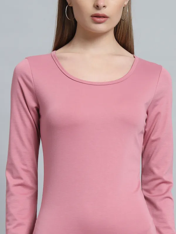 Light_Pink_Cotton_Blend_Solid_Full_Sleeve_Stretchable_Bodycon_Dress_For_Women_&_Girls