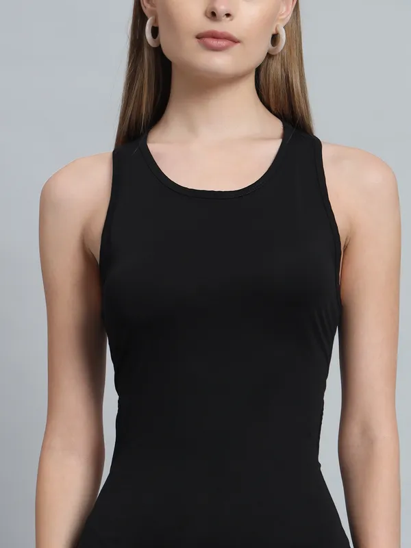 Black_Cotton_Blend_Solid_Sleeveless_Stretchable_Skater_Dress_For_Women_&_Girls