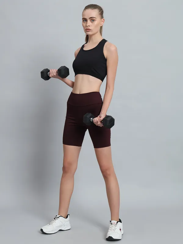 Wine_Bikerbabe_With_Broad_Waistband_Shorts_For_Women_&_Girls