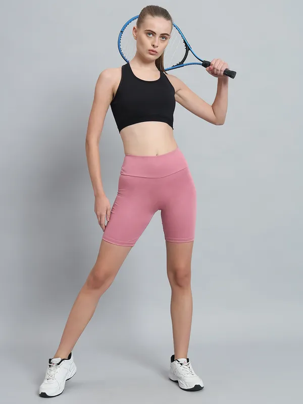 Light_Pink_Bikerbabe_With_Broad_Waistband_Shorts_For_Women_&_Girls