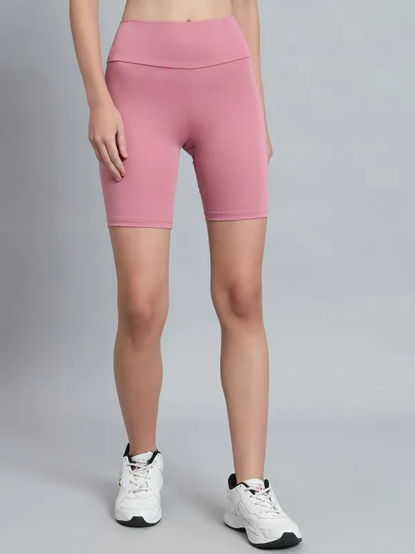 Light_Pink_Bikerbabe_With_Broad_Waistband_Shorts_For_Women_&_Girls
