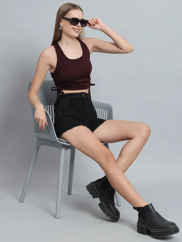 Wine_Deep_U-Neck_Sleeveless_Crop_Top_For_Women_&_Girls