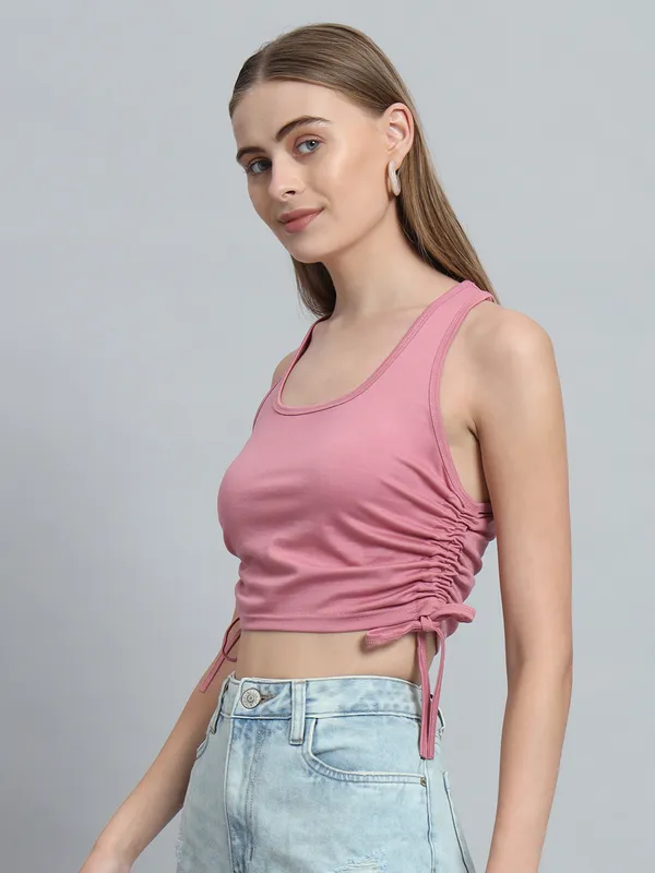 Light_Pink_Deep_U-Neck_Sleeveless_Crop_Top_For_Women_&_Girls