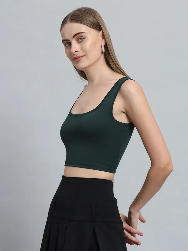 Bottle_Green_Wide_Neck_Sleeveless_Sunny_Crop_Top_For_Women_&_Girls
