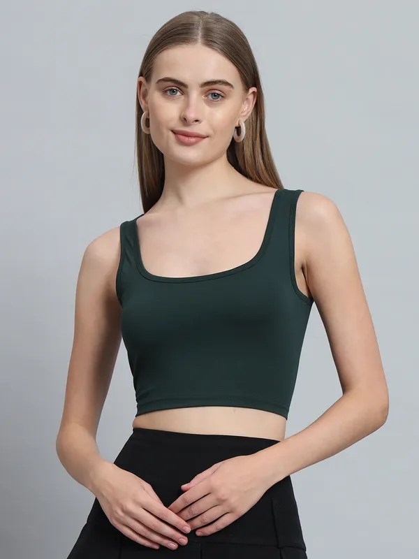 Bottle_Green_Wide_Neck_Sleeveless_Sunny_Crop_Top_For_Women_&_Girls
