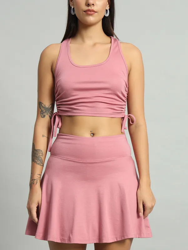 Light_Pink_Champ_Top_And_Mini_Flare_With_Inner_Short_Cord_Set_For_Women_&_Girls