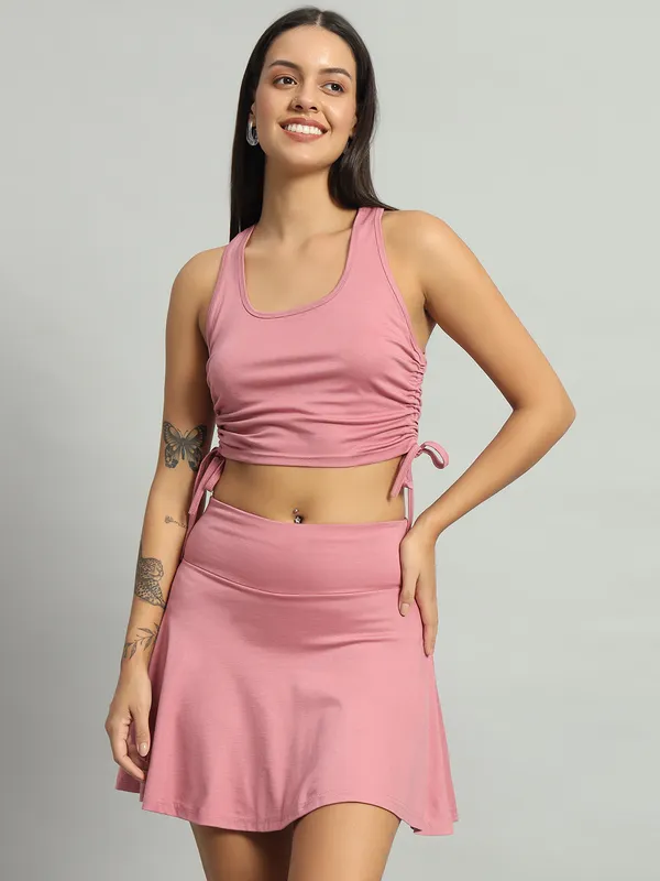 Light_Pink_Champ_Top_And_Mini_Flare_With_Inner_Short_Cord_Set_For_Women_&_Girls