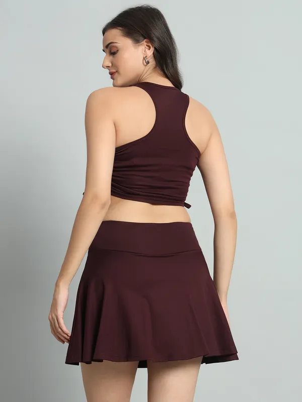 Wine_Champ_Top_And_Mini_Flare_With_Inner_Short_Cord_Set_For_Women_&_Girls