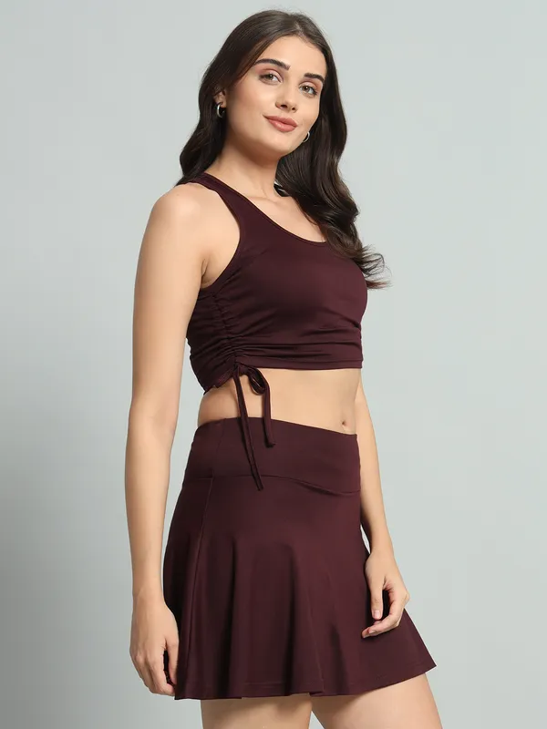 Wine_Champ_Top_And_Mini_Flare_With_Inner_Short_Cord_Set_For_Women_&_Girls