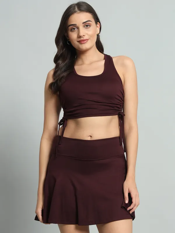 Wine_Champ_Top_And_Mini_Flare_With_Inner_Short_Cord_Set_For_Women_&_Girls