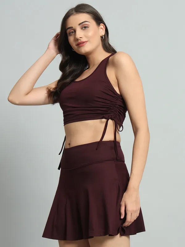 Wine_Champ_Top_And_Mini_Flare_With_Inner_Short_Cord_Set_For_Women_&_Girls