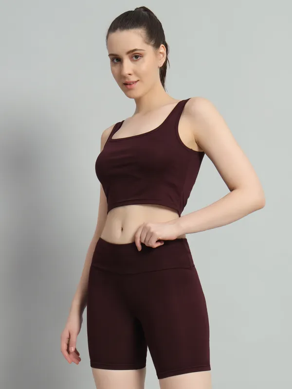 Wine_Top_And_Bikerbabe_Shorts_Cord_Set_For_Women_&_Girls