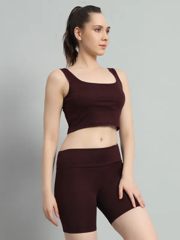 Wine_Top_And_Bikerbabe_Shorts_Cord_Set_For_Women_&_Girls