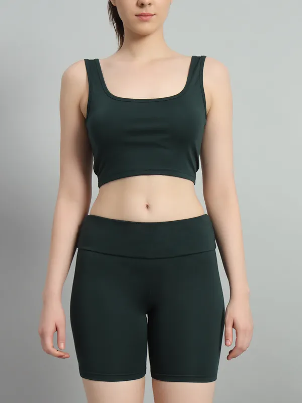 Bottle_Green_Sunny_Top_And_Bikerbabe_Shorts_Cord_Set_For_Women_&_Girls